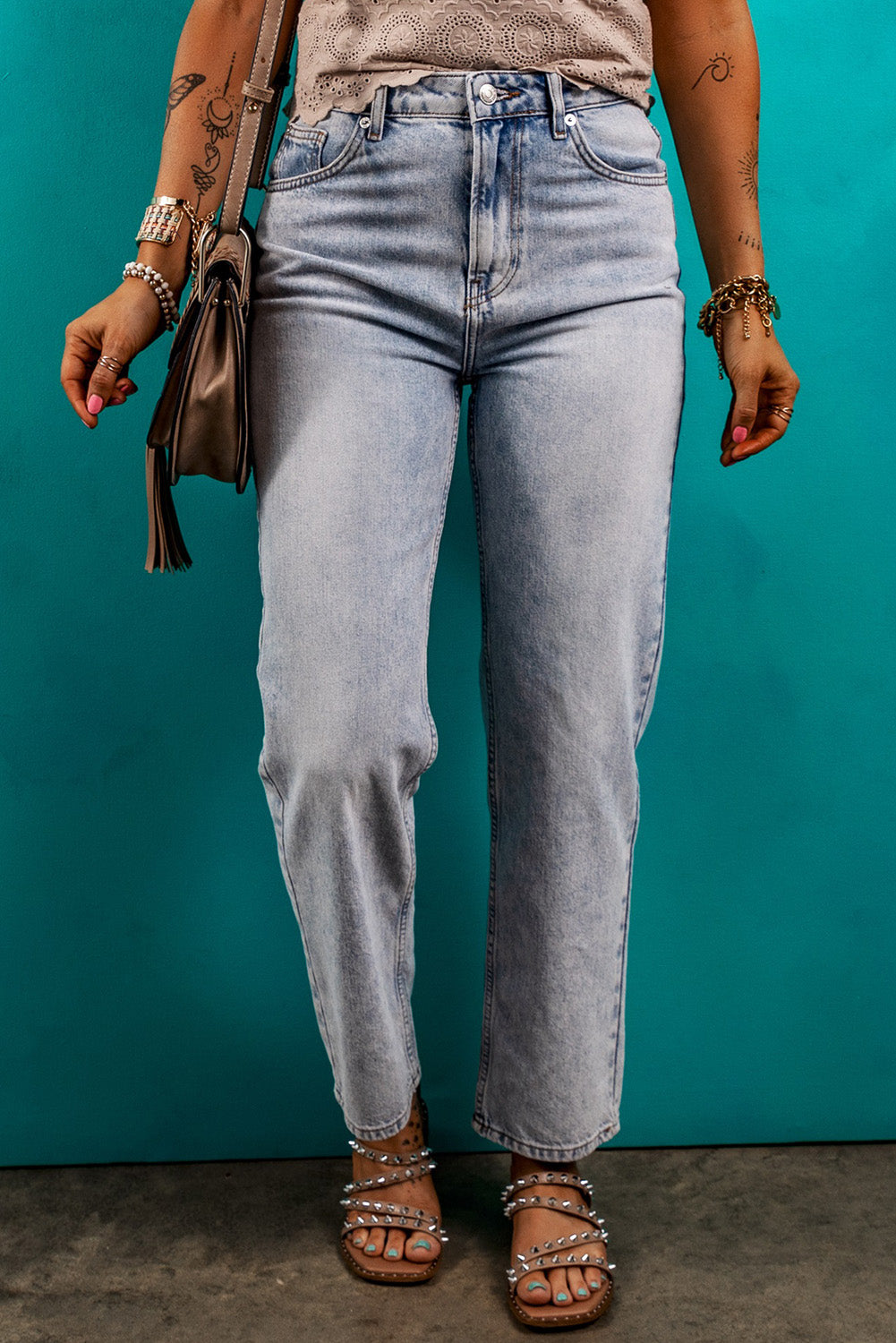 Beau Blue Acid Wash Straight Jeans