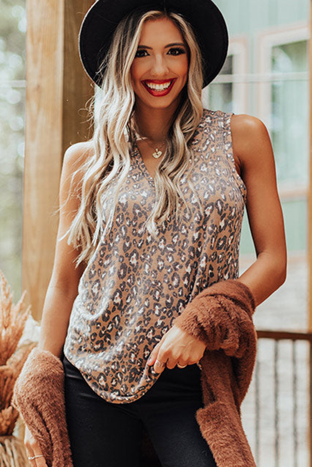 Leopard  V Neck Tank Top