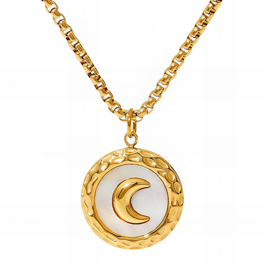 18K gold plated Stainless steel  Crescent necklace, Intensity