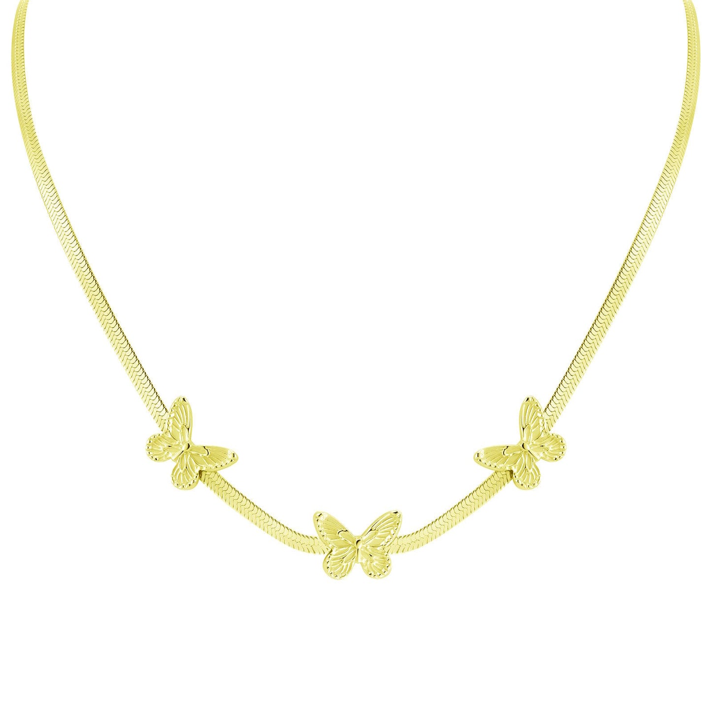 18K gold plated Stainless steel  Butterflies necklace, Intensity