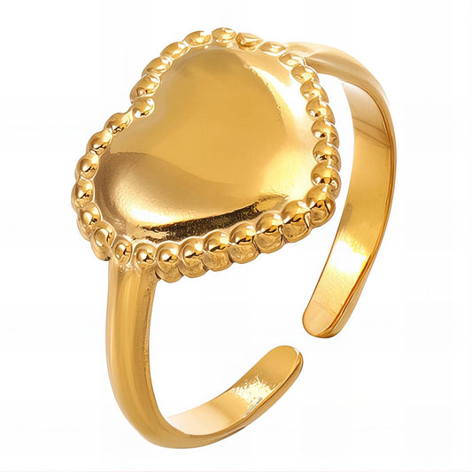 18K gold plated Stainless steel  Heart finger ring, Intensity