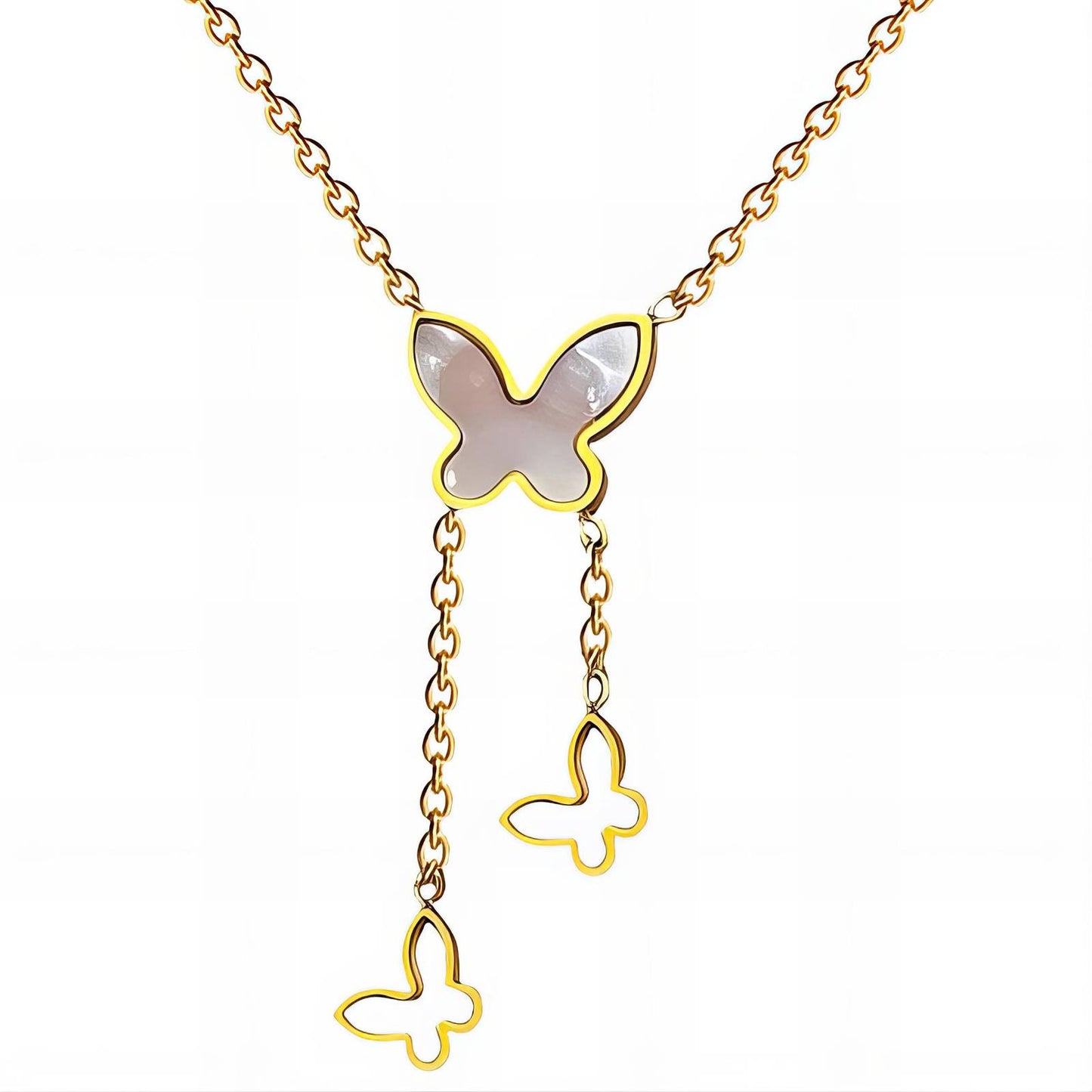 18K gold plated Stainless steel  Butterflies necklace, Intensity