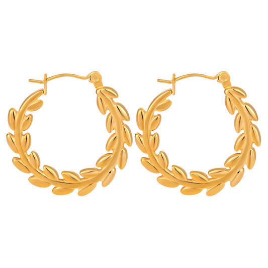 18K gold plated Stainless steel  Leafs earrings, Intensity