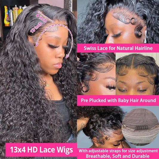 Human Hair Brazilian 13x4 Wet And Wavy Water Wave Lace Wig