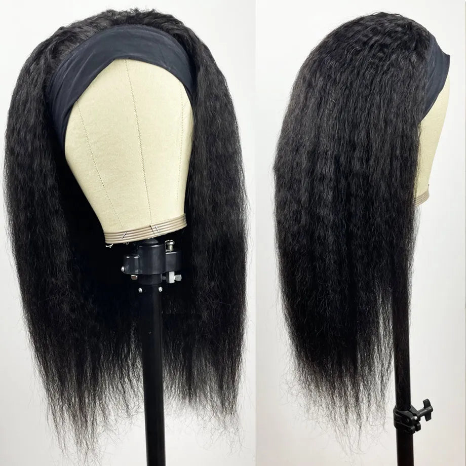 Kinky Straight Headband Wig Human Hair Brazilian Soft Remy