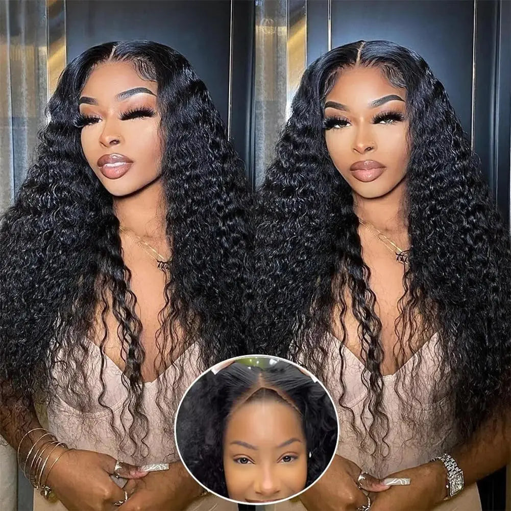 Easy Go Deep Wave Glueless Wigs Human Hair Pre Plucked Pre Cut 5x5 Curly Lace Wigs