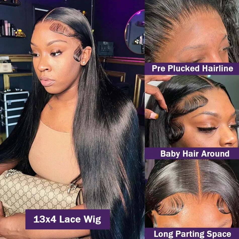 Straight Lace Front Wigs Human Hair 180% Density 13x4 13x6 HD Lace Frontal WigS