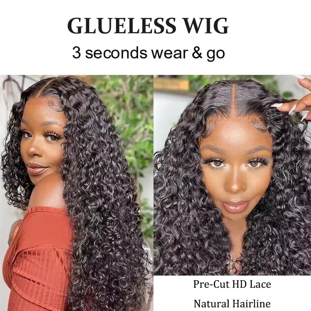 Glueless Wig Human Hair Ready To Wear Deep Wave