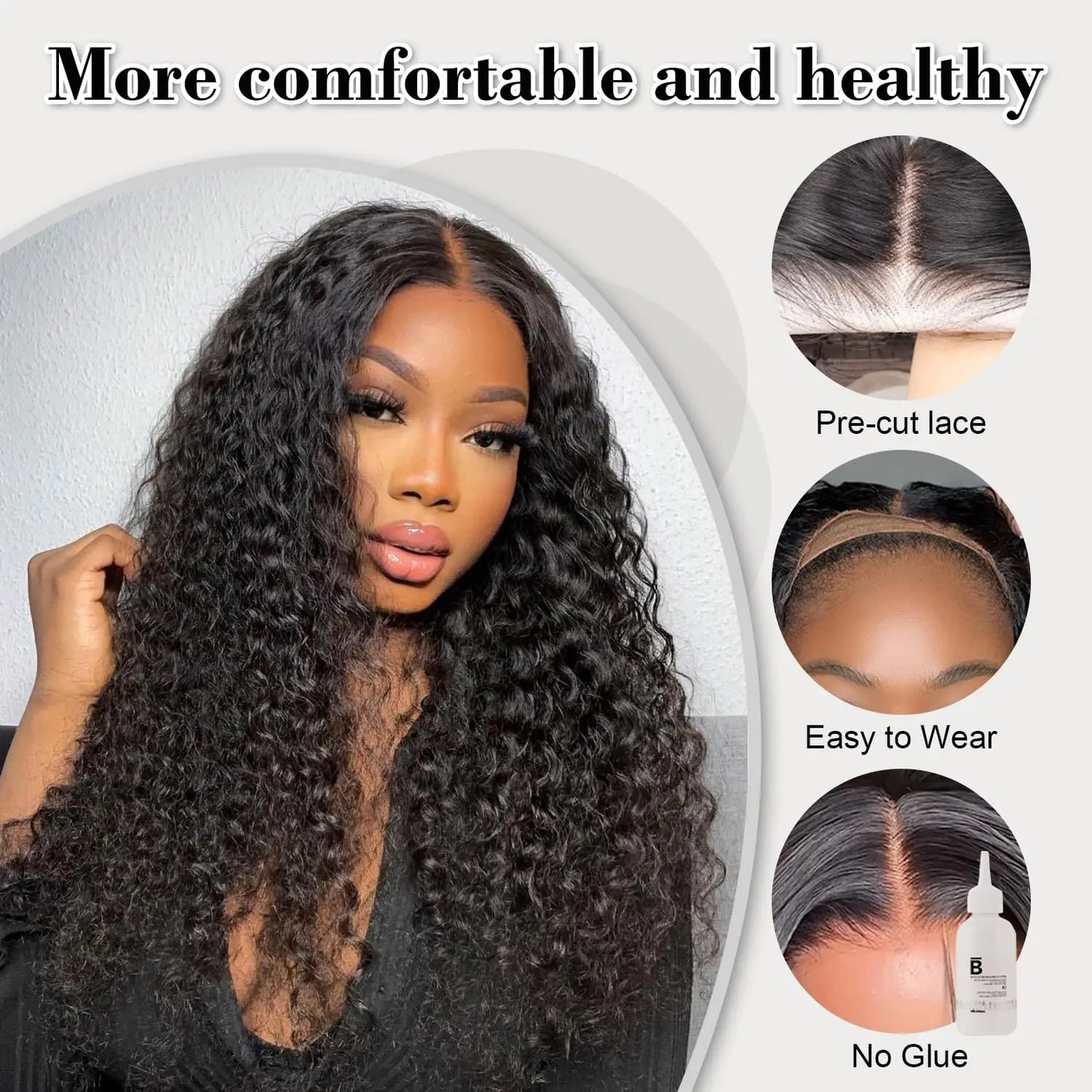 Easy Go Deep Wave Glueless Wigs Human Hair Pre Plucked Pre Cut 5x5 Curly Lace Wigs