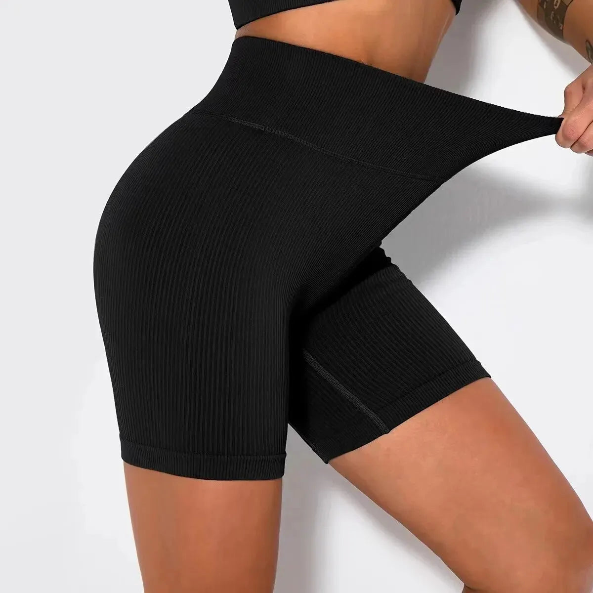 Seamless Knitted Sports Shorts Casual High Waist Push Up Cycling Shorts