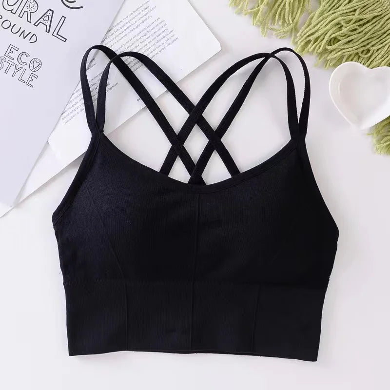 Sexy Women Tops Back Cross Strap Tank Top Push Up Running